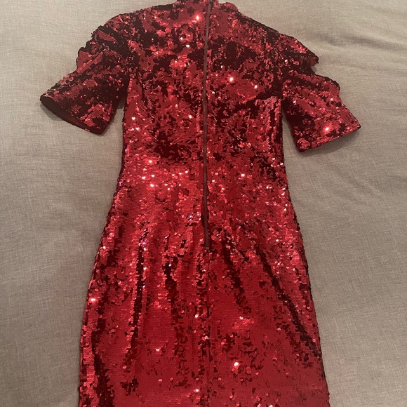Alice + Olivia red sequin mini dress - Picture 3 of 5